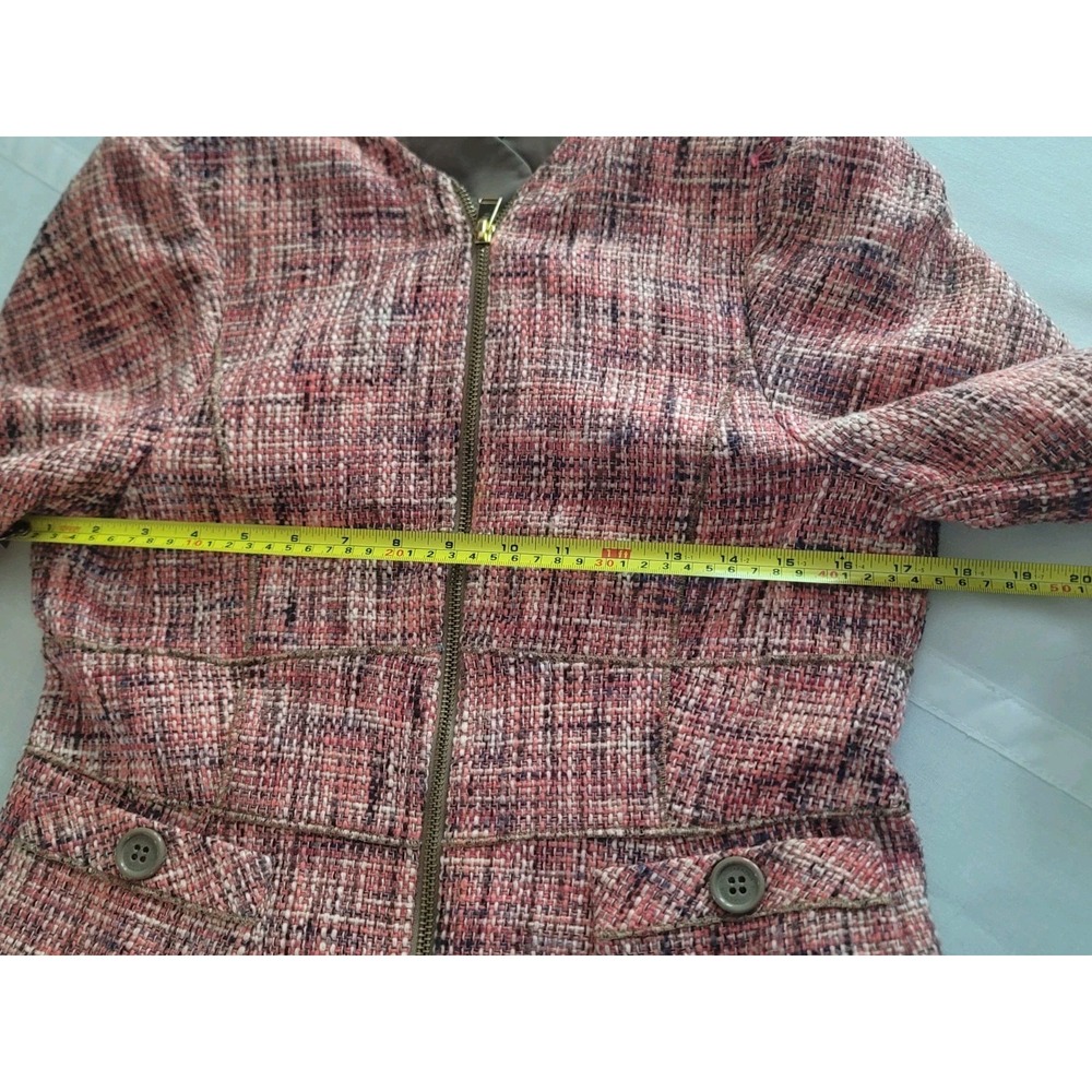 BCBGMAXAZRIA Y2K Tweed Jacket Women's Pink Zip Moto Career Chic Preppy Small - Picture 8 of 14